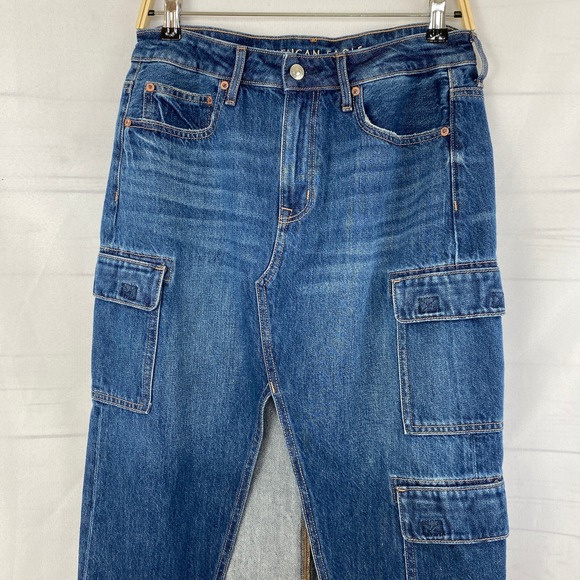 AE Outfitters Denim Cargo Maxi Skirt Size 6 Medium Wash Comfort Waistband - Picture 4 of 10